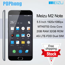 In Stock! Meizu M2 Note 4G FDD Mobile Phoen 5.5 inch HD 1920×1080 MTK6753 Octa Core 2G RAM 32GB ROM 13.0MP Camera Dual Sim