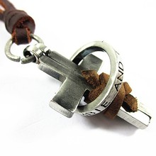 leather necklaces high quality men retro cross necklace fashion jewelry 100 genuine leather handmade pendant