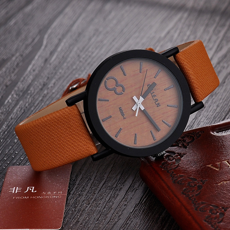 Jw677 деревянный дизайн лицо черный чехол высокое качество искусственная кожа женщины кварцевые watchwatch платье часы