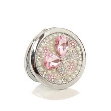 2014 New Diamon pink Butterfly women’s Mirror Handmade Portable Double Dual Sides Stainless Steel Frame Cosmetic Makeup