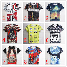 Men Fashion 3D T-shirts  2015 Hip Hop t shirts Summer Sleeve Shirt  men T shirts Print Cotton&Polyester 3D t shirt men Clothes