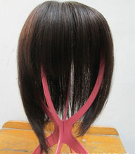 Free shipping Real hair clip in hair piece fringe top closure long straight hair 30cm 60G toupee for woman