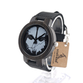 BOBO BIRD D24 Natural Ebony Wooden Watch Ladies with Skeleton Logo Luxury Quartz Watch with Genuine