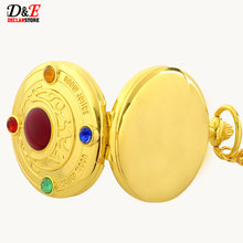 Wholesale Price Colorful Rhinestone Famous Anime Sailor Moon Series Women Golden Roman Quartz Pocket Watch Necklace