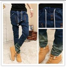 summer 2015 designer hip hop slim fit mens jogger men jeans long pants baggy straight men waist elastic Denim skinny jeans homme