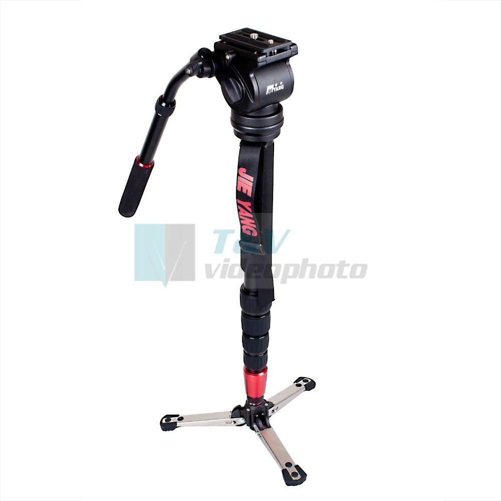 DHL Max load 8kg JY0506 JIEYANG Aluminum Professional Monopod For Video Camera Tripod For Video  with Tripod Head Carry Bag