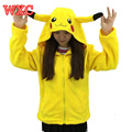 Kigurui Pokemon Pikachu Hoodies Cosplay Unisex Cute Anime With Ears Jacket Zip Hoody Coat Casual Costume
