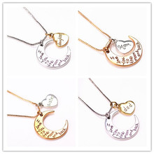 2015 New moon and heart necklaces DIY necklace pendants love style zinc alloy pendants jewlery Wholese
