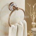 Free Shipping Wholesale And Retail Antique Brass Bathroom Wall Mounted Towel Ring Towel Rack with Ceramic