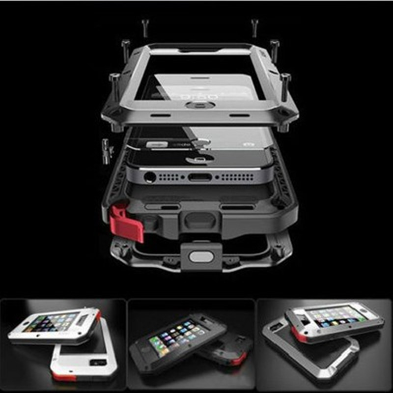 New Hot Luxury Shockproof Waterproof Powerful Protection Aluminum Glass Metal Cover Cell Phone Case For iPhone