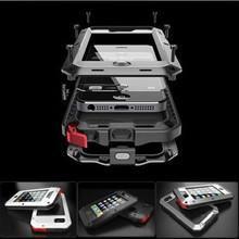 New Hot Luxury Shockproof Waterproof Powerful Protection Aluminum Glass Metal Cover Cell Phone Case For iPhone 4s/5 5s/6s/6Plus