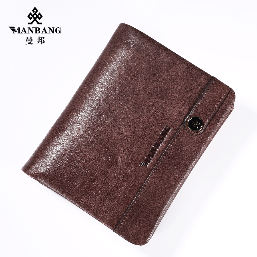 Mambang man purse male short leather AONISI vertical section head layer cowhide wallet men's wallet wallet