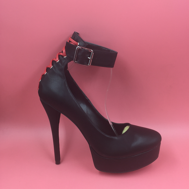 black platform pumps thick heel