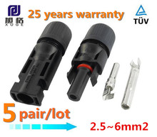 5 Pairs MC4 Connector male and female, MC4 Solar Panel Connector used for Solar Cable 2.5mm2 4mm2 6mm2