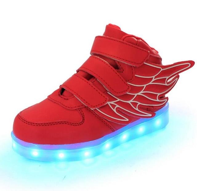 Новые Летние Дети Дышащий Кроссовки Мода Спорт Led Usb Светящиеся Освещенные Shoes для Детей Кроссовки Мальчики Повседневная Девушки Квартиры