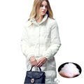 New Coming Street Long Thick Stand Collar White Duck Down Military Style Female Winter Coat Warm