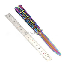colorful Stainless Steel Training Knife fashionable butterfly knife balisong knife no edge dull tool free shipping