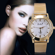 2015 Women Wristwatches with Gold Band Fashion Women Dress Watch Brand New Stainless Steel Watches Women Relogio Feminino