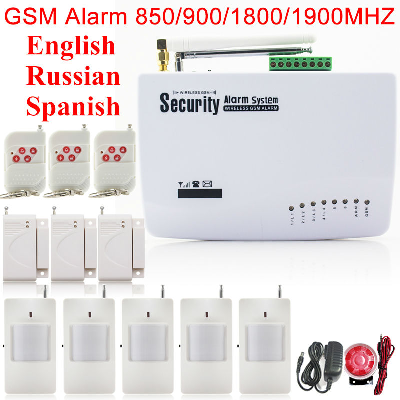Фотография Top Quality GSM Security Instrusion Alarm Systems For Homes Department Business Free Shipping with PIR sensor,Door/Window sensor