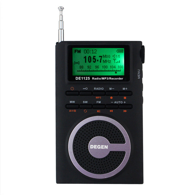 Newest DEGEN DE 1125 FM Stereo MW SW DSP ATS Built in 4GB MP3 Radio 850mAh