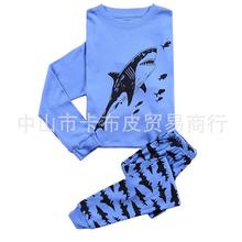 Children Pajama Set Cotton Long Pyjama Sleepwear Cartoon Blue Shark Animal Boy Girl Clothing Child Clothes Set Kid Home Wear