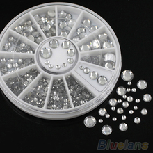 6 Size 300pcs Nail Art 3D Crystal Glitter Rhinestone Tips Decoration Wheel  03F8