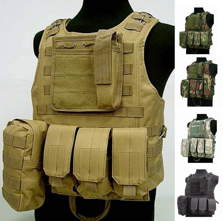 MOLLE Tactical Vest Military Combat Vest Airsoft Paintball VIRAS CS Wargame USMC Assault Vest+Triple Mag Pouch CP/ACU/Woodland
