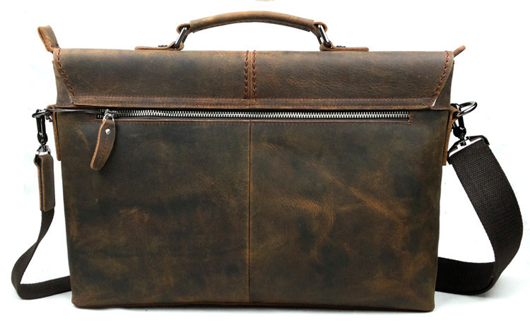 Vintage Genuine Leather Cowhide Crazy Horse Men Business Handbag