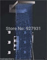Luxury Polished Chrome LED 3 Color Multi Functions Thermostatic Big Rainfall Shower Faucet 6pcs Massage Jets