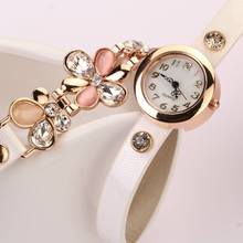 2015 New Women PU Leather Strap Watches Flower Bracelet Women Dress Watch Wristwatches Top Brand Opal