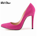 2017 Sexy Sude Leather High Heels Fashion Low Ladies Shoes Pointed Toe Wedding Shoes Woman Pumps