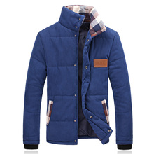 Winter Mens Clothes 2015 New Korean Plaid Stand Collar Parka Men Fashion Slim Fit Plus Size Casual Padded Jacket Men 5XL-M Sale