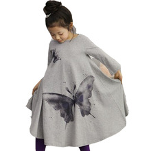 Autumn New Casual Baby Girl Dresses Girls Dress Butterfly Print Baby Dress Long Sleeve Kids Chilren