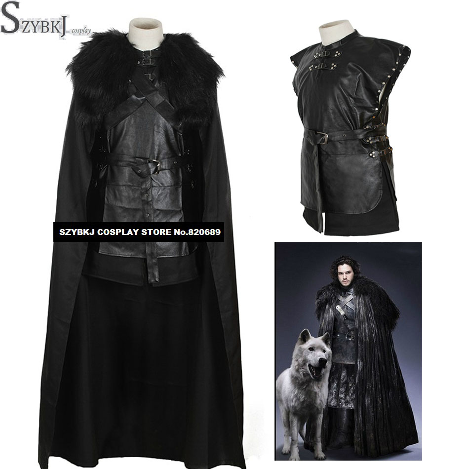 Game of Thrones Costume Jon Snow Costume Outfit With Coat Halloween Costume For Men Cosplay Costume new arrival SZYBKJAA0381