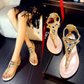 2016 Summer Style New Diamond Wedges Slippers Real Leather Low Heel Open Toe Sandals And High