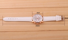 Luxury gold Geneva Women s watch Geneva PU Leather Analog Quartz dress Watches Beige Reloj clock