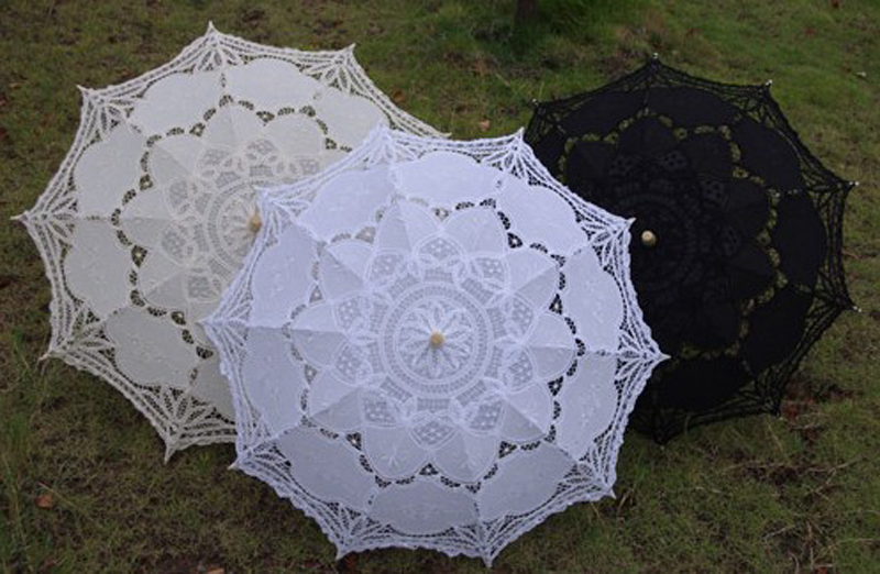 Wedding umbrella lace parasol Handmade white/black/ivory/red can choice H106