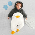 New 2016 autumn winter baby rompers newborns baby boy clothes baby cartoon penguin animal thick cotton