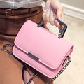 Metallic Handles Litchi Stria Handbag Women Trendy Chain Small Flap Bag 2016 Fashion New Simple Shoulder