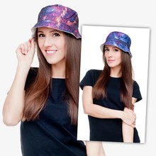 Top Quality 2015 Summer Bucket Hats For Women 3D Fashion Galaxy Printed Fishing Hats Casual Cotton