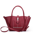 QIANGSHILI Brand Fashion Vintage Trapeze Genuine Leather Large Tote Shoulder Luxury Handbags Women Bags Designer High