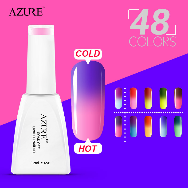 2015 Azure nail gel polish make up changing color with temperature nail gel polish chameleon nail