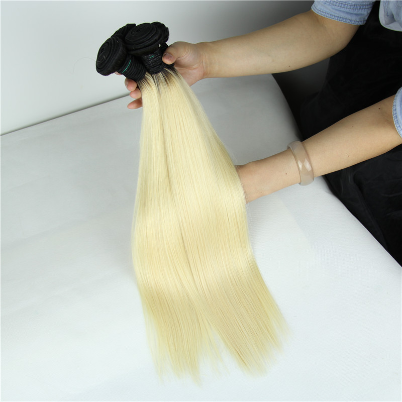 Platinum Peruvian Virgin Ombre Colored Hair Blonde Two Tone Ombre Hair 3 bundles 1b 613 Peruvian Straight Human Hair Extension