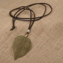 Fashion handmade leather vintage Hollow leaves pendants & necklaces men jewelry for women necklace Artificial Leather Necklace