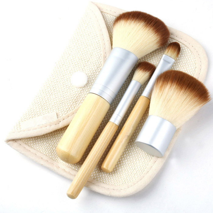 Hot Sale high quality Mini 4Pcs makeup brushes Earth Friendly Bamboo Elaborate Makeup Brush Sets best