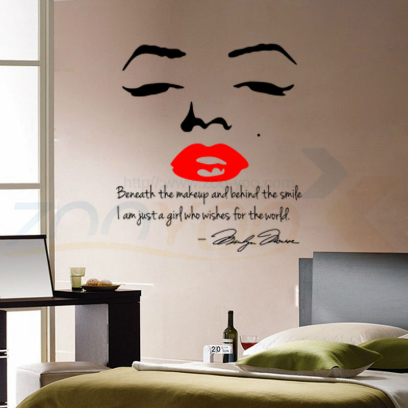 ... Marilyn Monroe Wall Decal Removable Art <b>Home Decor</b> Quote Face Red Lips ... - Marilyn-Monroe-Wall-Decal-Removable-Art-Home-Decor-Quote-Face-Red-Lips-wall-sticker-Large-Nice