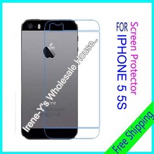 2pcs high clear glossy phone screen protector film For iphone 5G 5s Back guard protective film + Cleaning cloth