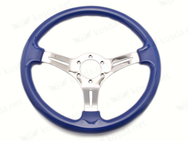 ABS Steering Wheel Blue + Chrome Spoke 1