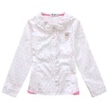Kids School Girls Printed Turn down Collar Cotton Long Sleeves White Blouses Children s Girl Spring