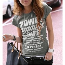 2015 New wholesale fashion tops Simple and elegant women s Letter Printed short sleeve t shirt